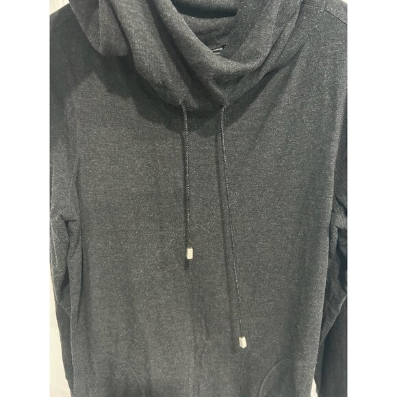 Zenergy by Chico's Cowl Neck Long Sleeve Pullover Top Charcoal Sz 1 Cozy Knit - Picture 5 of 11